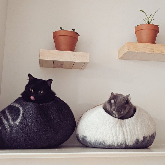Felted cat caves and dog beds